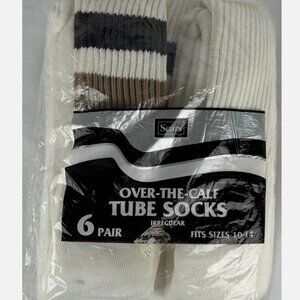 Vintage Sears Over The Calf Striped Tube Socks 6 Pair Mens Fits 10-14